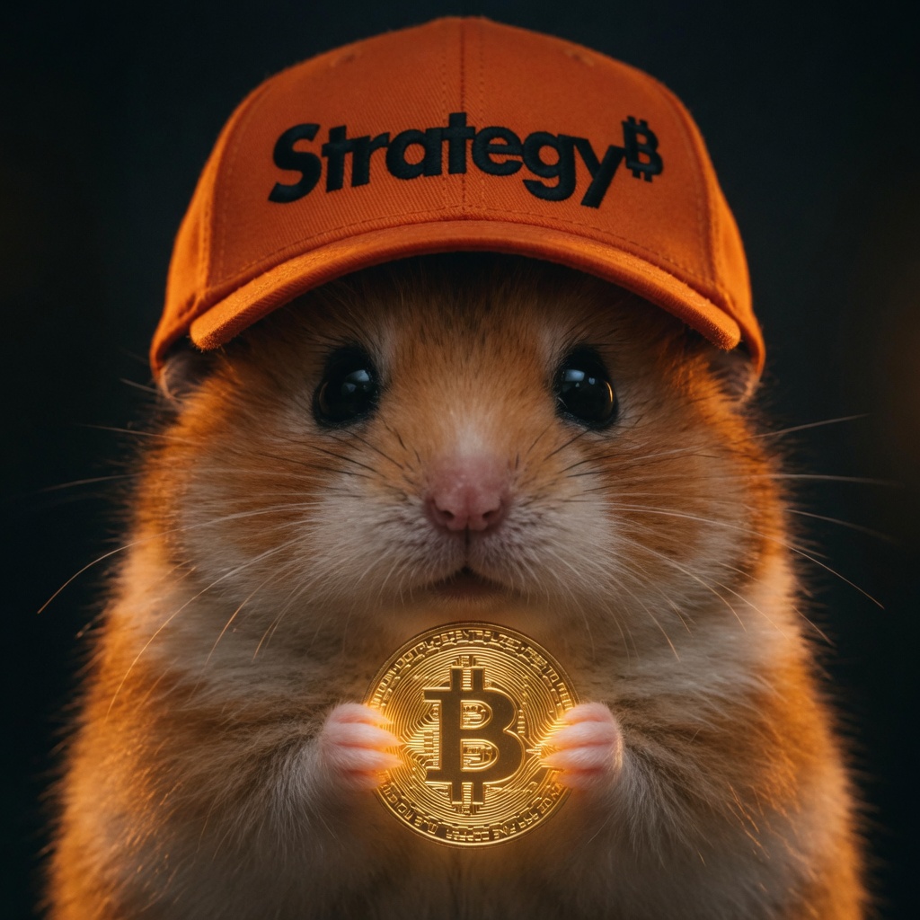 haMSTR hamster holding a Bitcoin with diamond paws