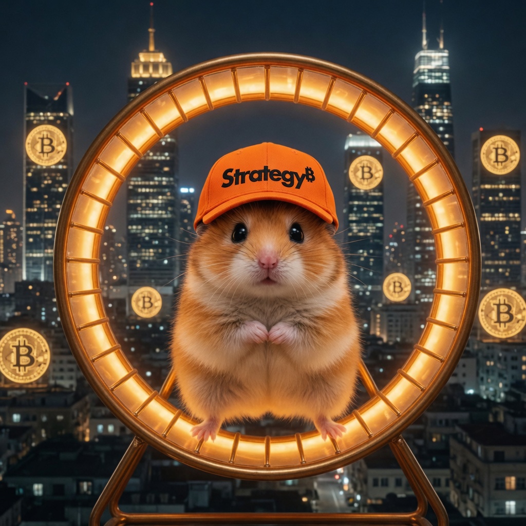 haMSTR hamster on a glowing Bitcoin hamster wheel